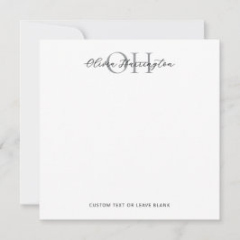 黒モダン白スクリプトクラシック四角 ノートカード