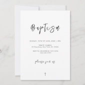 黒モダン白スクリプトベビー写真バプテスマ 招待状 (裏面)