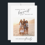 黒モダン白スクリプト1写真クリスマス シーズンカード<br><div class="desc">美しい1フォトクリスマスハッピーホリデーシンプルクラシックカーミニマルド。バックアの色を変更できる。</div>