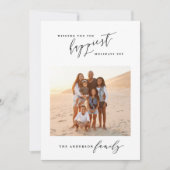 黒モダン白スクリプト1写真クリスマス シーズンカード (正面)