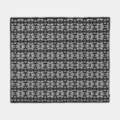 黒モダン白スタイリッシュタオ フリースブランケット (正面(横))