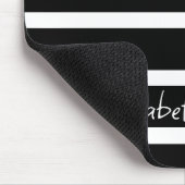 黒モダン白ストライプパーソナライズされた マウスパッド (コーナー)