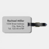 黒モダン白ストライプモノグラムの ラゲッジタグ (裏面横)