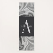 黒モダン白スワール抽象芸術モノグラム ヨガマット (正面)