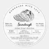 黒モダン白ソー生地コテージ法ラベル ラウンドシール (正面)