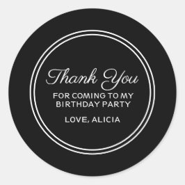 黒モダン白タイポグラフィサンキュー誕生日 ラウンドシール