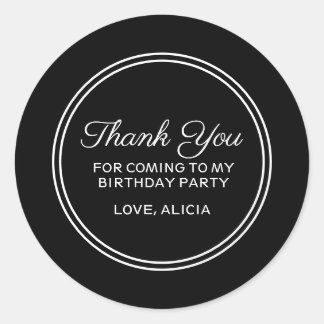 黒モダン白タイポグラフィサンキュー誕生日 ラウンドシール