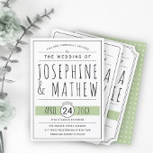 黒モダン白タイポグラフィセージ結婚グリーン 招待状