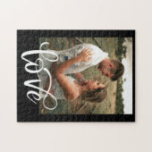 黒モダン白タイポグラフィ写真バレンタイン ジグソーパズル (横)