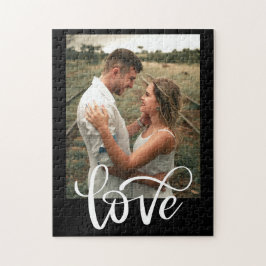 黒モダン白タイポグラフィ写真バレンタイン ジグソーパズル