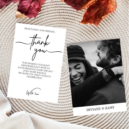 黒モダン白タイポグラフィ感謝していPhoto you サンキューカード