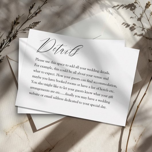 黒モダン白タイポグラフィ結婚詳細 エンクロージャーカード