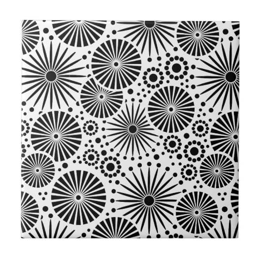 黒モダン白タイル タイル (正面)