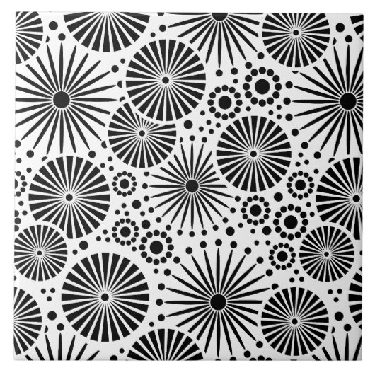 黒モダン白タイル タイル (正面)