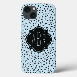 黒モダン白ダルマチモノグラムのア iPhone 13ケース
