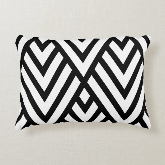 黒モダン白チェルボン アクセントクッション (正面)