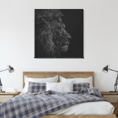 黒モダン白デジタルレターアートフォトライオン キャンバスプリント (インサイチュ (寝室))