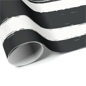 黒モダン白トレンディーストライプ誕生日パーティー ラッピングペーパー (ロールコーナー)