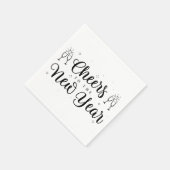 黒モダン白ハッピーニューイヤーパーティー スタンダードカクテルナプキン (角)