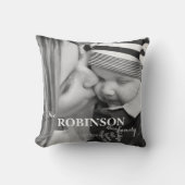 黒モダン白ファミリー名写真2 クッション (正面)