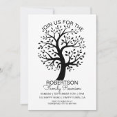 黒モダン白ファミリー懇親会ファミリーツリー 招待状 (正面)