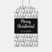 黒モダン白ファララクリスマスラップ ギフトタグ (正面)