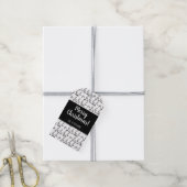 黒モダン白ファララクリスマスラップ ギフトタグ (より糸付き)