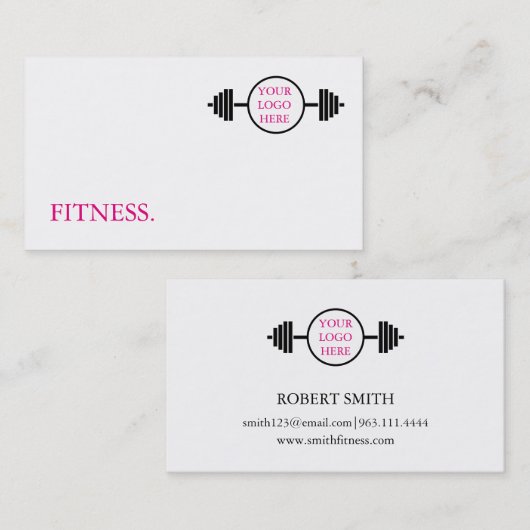 黒モダン白フィットネス 名刺 (正面/裏面)