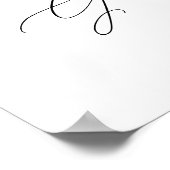 黒モダン白フォトゲストブ結婚ック ポスター (角)