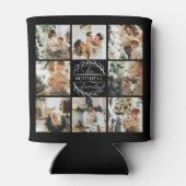 黒モダン白フォトコラージュ記念の缶 缶クーラー (裏面)