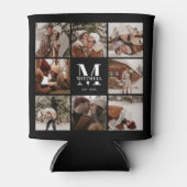 黒モダン白フォトコラージュ記念 缶クーラー (正面)