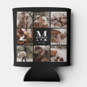 黒モダン白フォトコラージュ記念 缶クーラー (裏面)