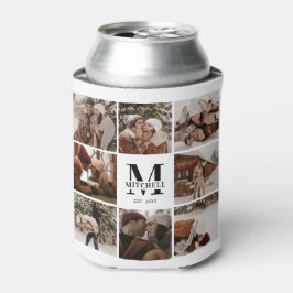 黒モダン白フォトコラージュ記念 缶クーラー