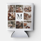 黒モダン白フォトコラージュ記念 缶クーラー (正面)