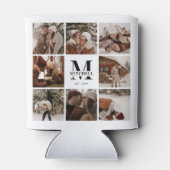 黒モダン白フォトコラージュ記念 缶クーラー (裏面)