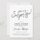 黒モダン白フォトサプライズ甘い16 招待状 (正面)