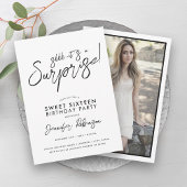 黒モダン白フォトサプライズ甘い16 招待状