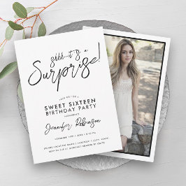 黒モダン白フォトサプライズ甘い16 招待状