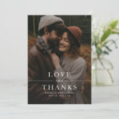 黒モダン白フォトズ結婚ーズ サンキューカード (スタンド正面)