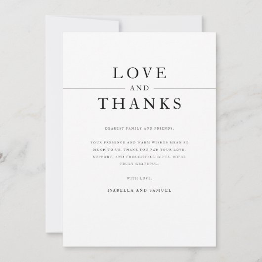 黒モダン白フォトズ結婚ーズ サンキューカード (裏面)