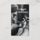 黒モダン白フォトタトゥーアーティストサロン 名刺 (正面)