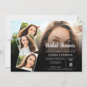 黒モダン白フォトブライダルシャワー 招待状 (正面)