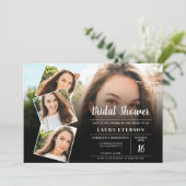 黒モダン白フォトブライダルシャワー 招待状 (スタンド正面)