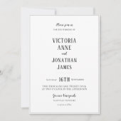 黒モダン白フォトミニマル結婚リスト 招待状 (正面)