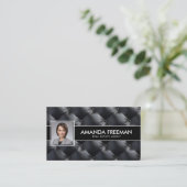 黒モダン白フォト実在エステート代理人 名刺 (スタンド正面)