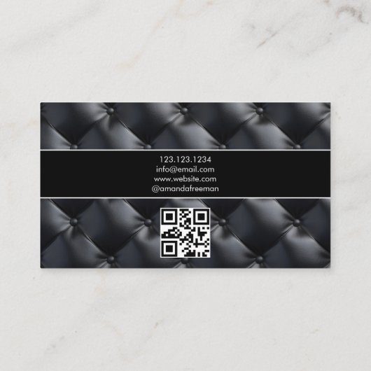 黒モダン白フォト実在エステート代理人 名刺 (裏面)