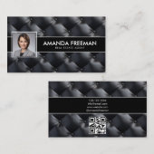 黒モダン白フォト実在エステート代理人 名刺 (正面/裏面)