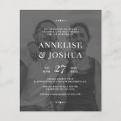 黒モダン白フォト結婚式招待状 (正面)