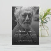 黒モダン白フォト葬儀/死別 サンキューカード (スタンド正面)