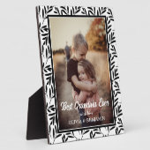 黒モダン白フローラお最高のばあばあちゃん フォトプラーク (側面)